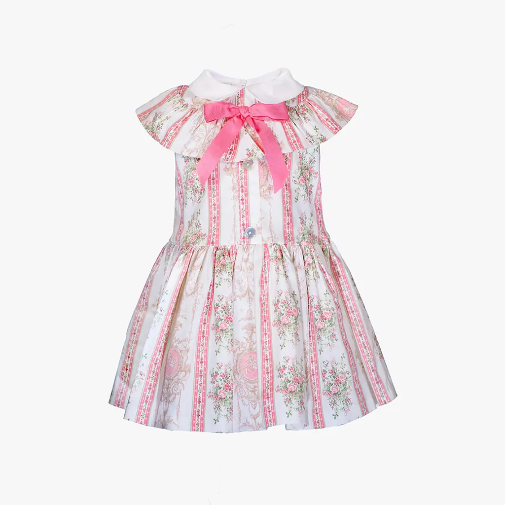 Girls Pink & White Cotton Dress