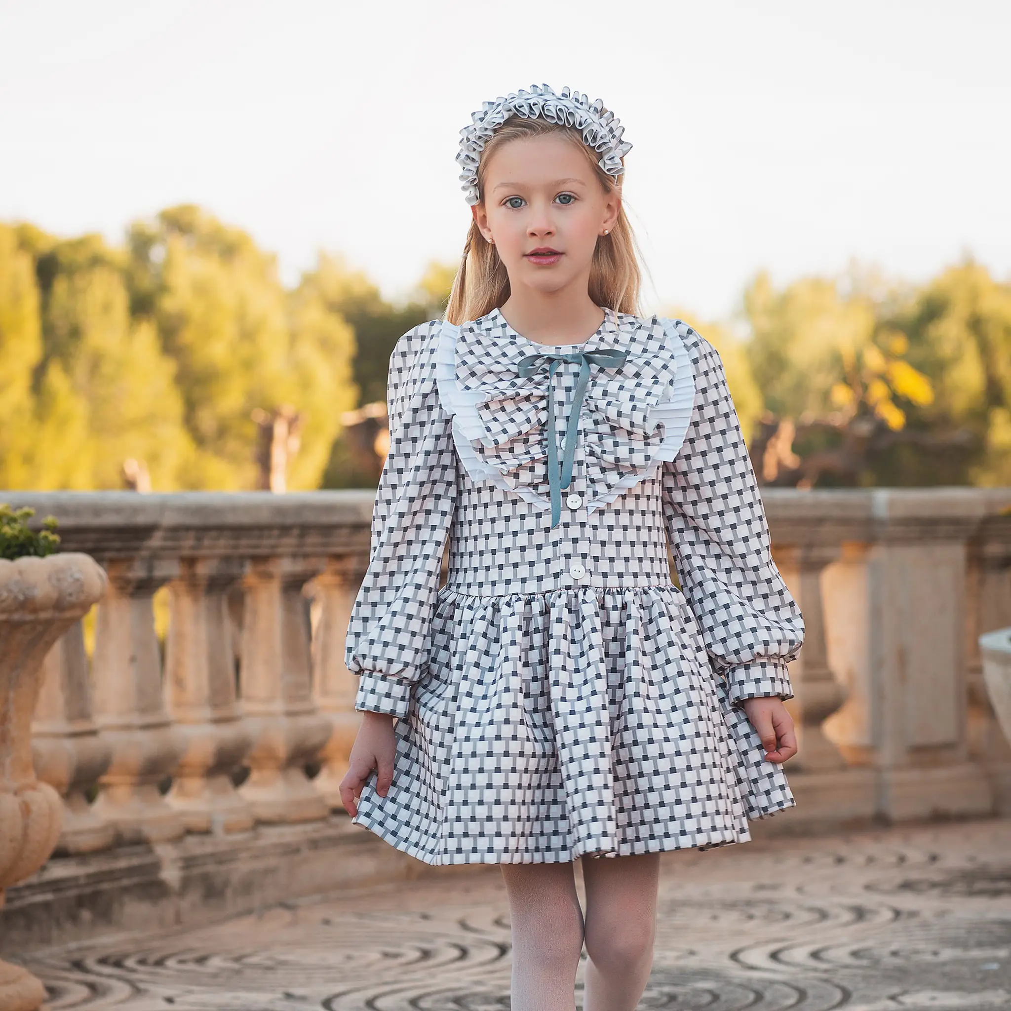 Girls Pink Geometric Dress